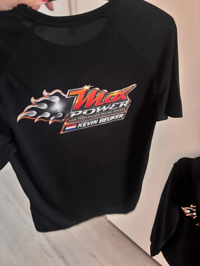 Zwart shirt met Max Power-print en naam