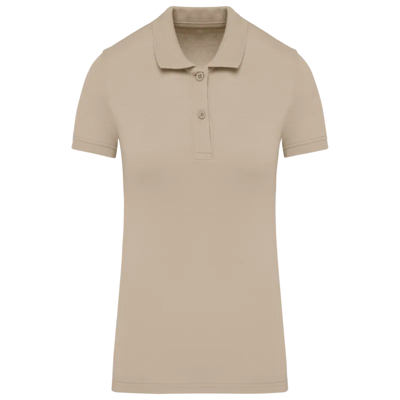 Piqué-damespolo Bio180 in Light Sand