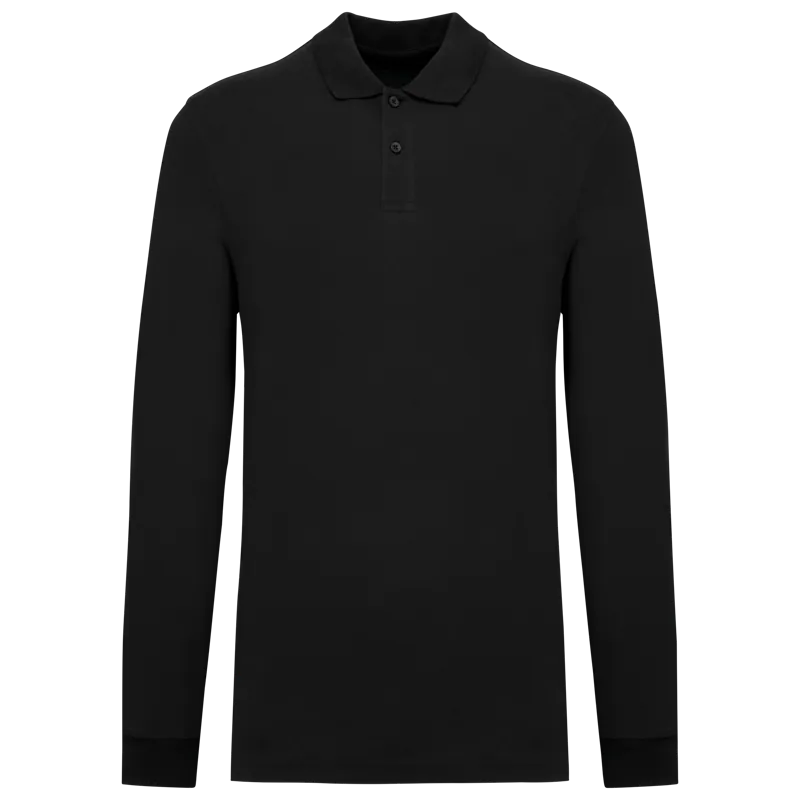 Bio180 piqué herenpolo lange mouwen in Black
