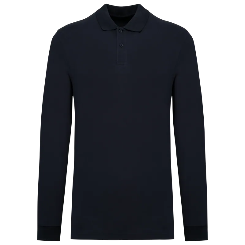 Bio180 piqué herenpolo lange mouwen in Navy
