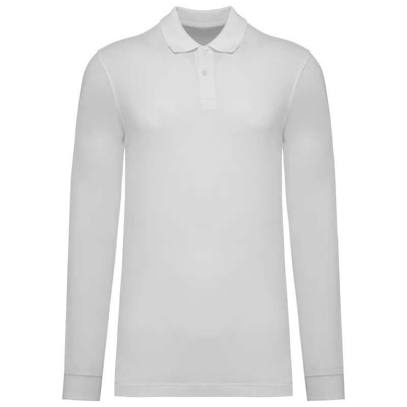 Bio180 piqué herenpolo lange mouwen in White