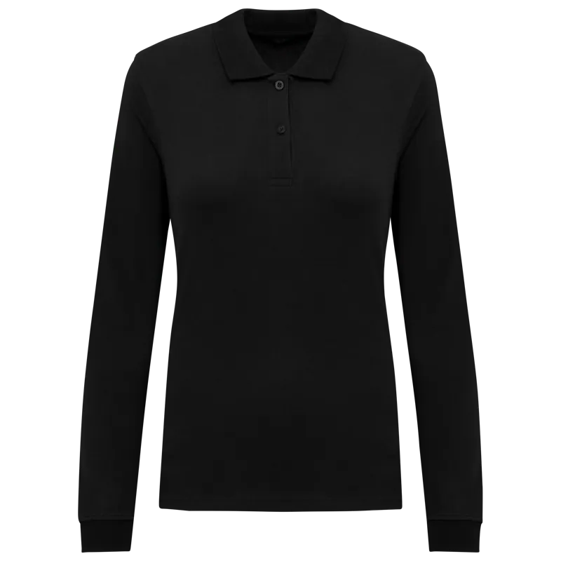 Bio180 piqué damespolo lange mouwen in Black