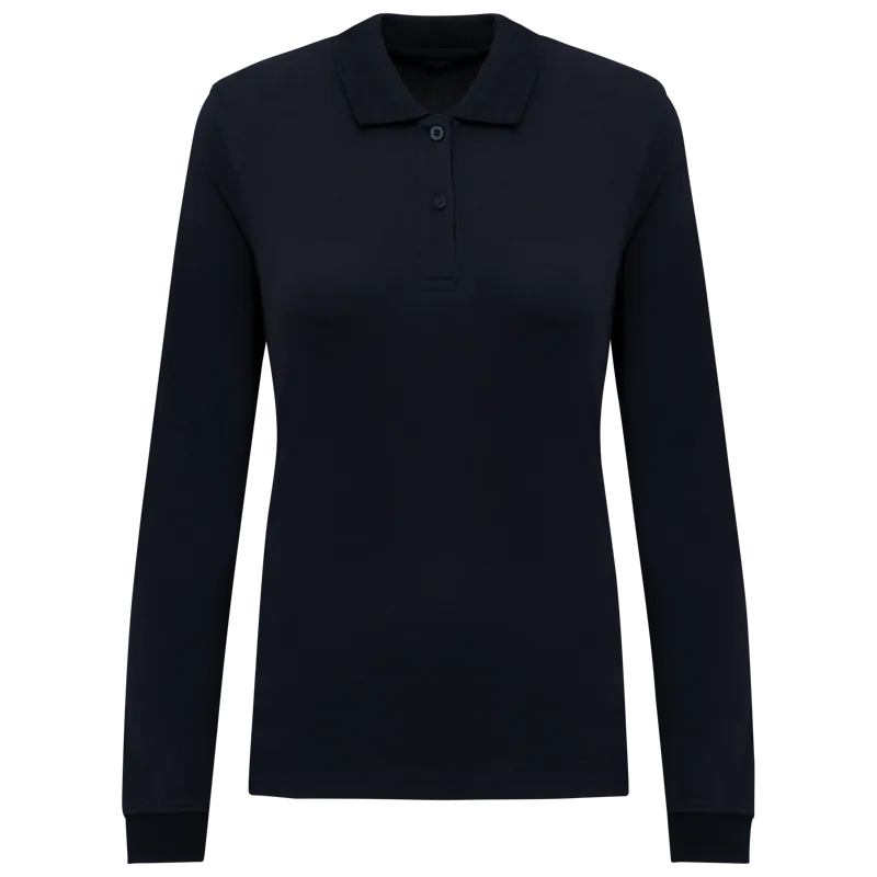 Bio180 piqué damespolo lange mouwen in Navy