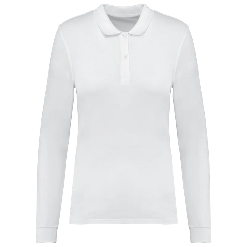 Bio180 piqué damespolo lange mouwen in White