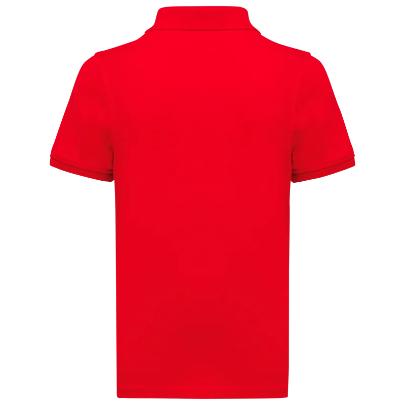 Bio180 piqué kinderpolo in Red, achterkant