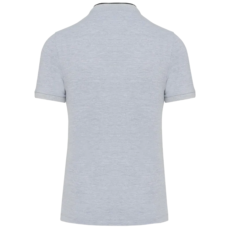 Herenpolo met maokraag en korte mouwen in Oxford Grey / Black, achterkant