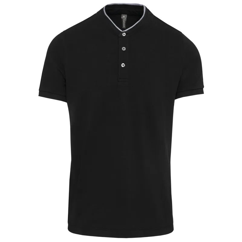Herenpolo met maokraag en korte mouwen in Black / Oxford Grey