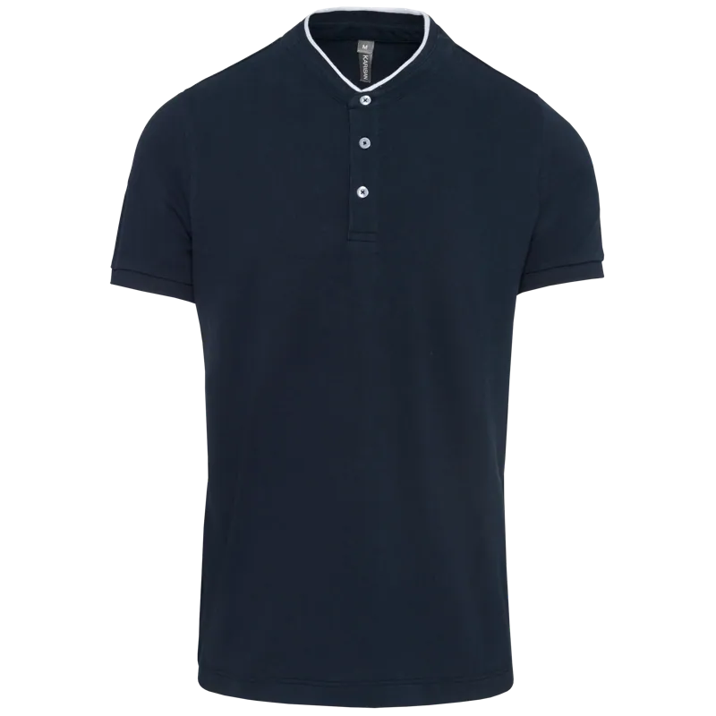 Herenpolo met maokraag en korte mouwen in Navy / White