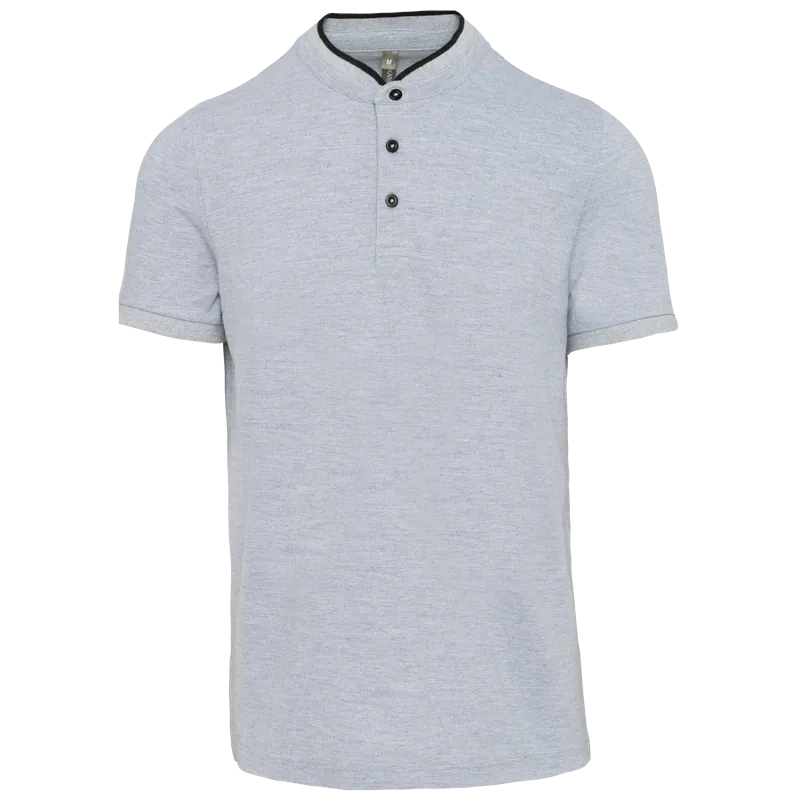 Herenpolo met maokraag en korte mouwen in Oxford Grey / Black