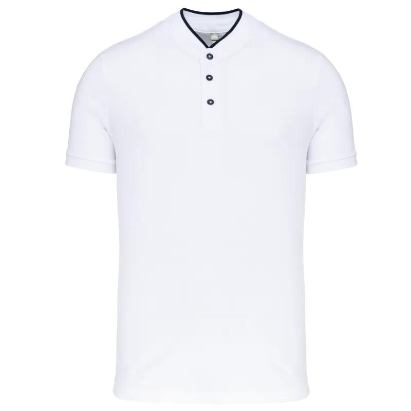 Herenpolo met maokraag en korte mouwen in White / Navy