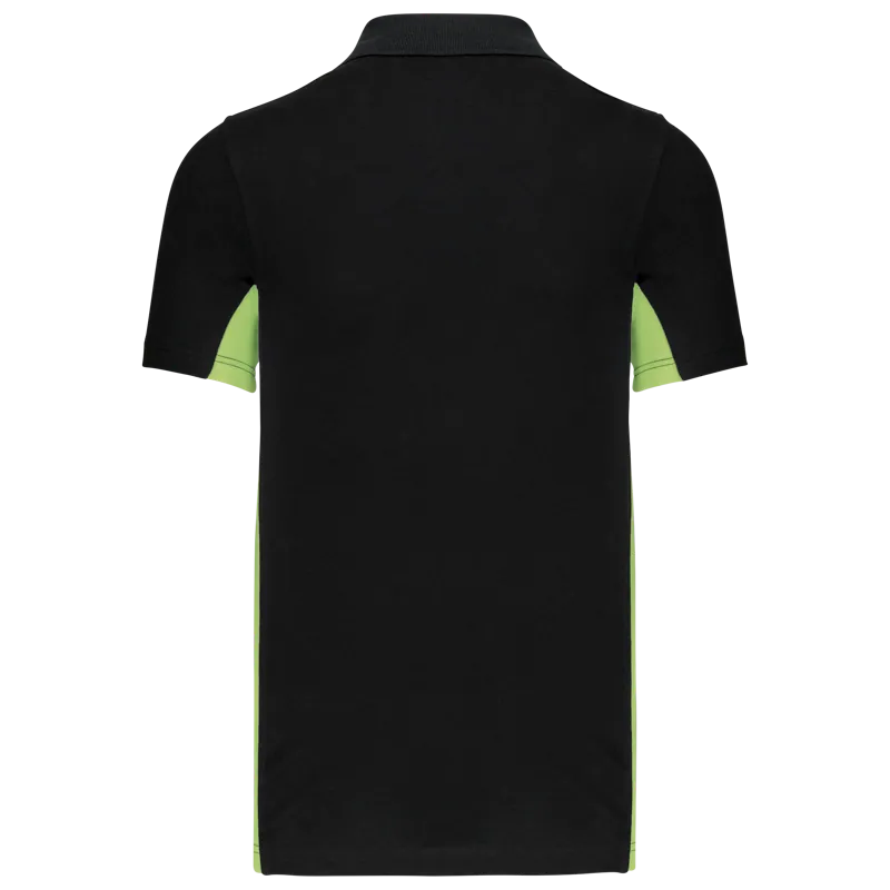 Tweekleurige piquépolo korte mouwen heren in Black / Lime, achterkant