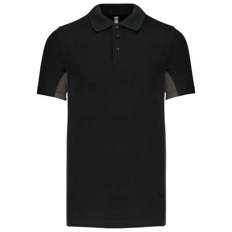Tweekleurige piquépolo korte mouwen heren in Black / Dark Grey