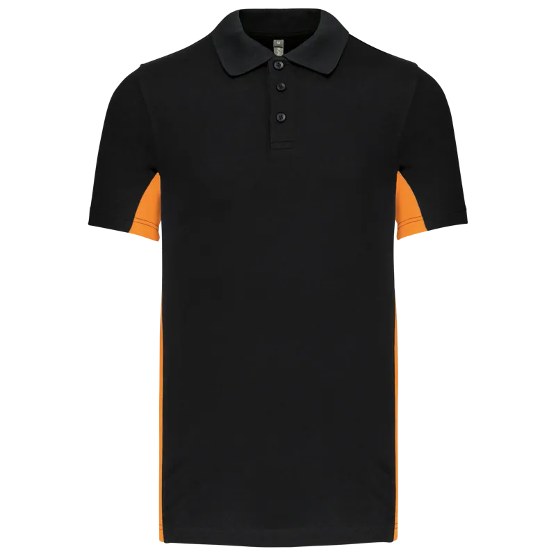 Tweekleurige piquépolo korte mouwen heren in Black / Orange
