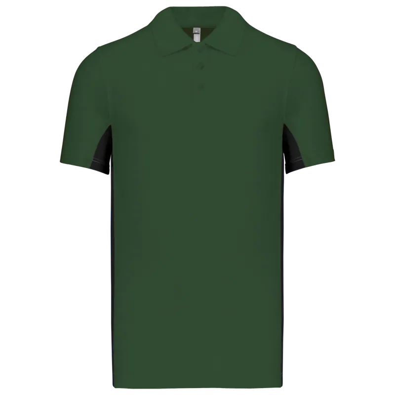 Tweekleurige piquépolo korte mouwen heren in Forest Green / Black