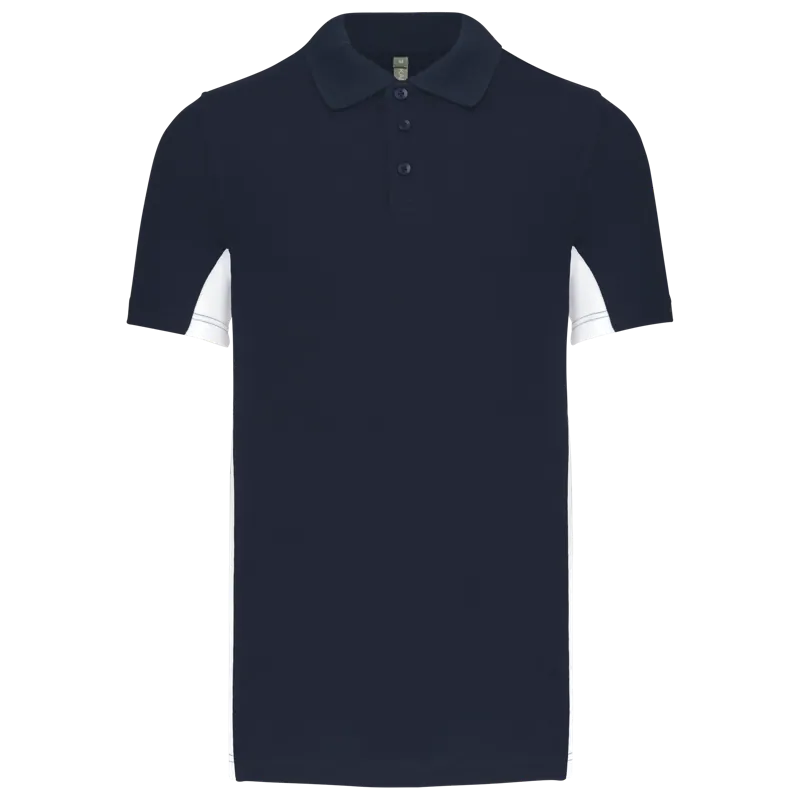 Tweekleurige piquépolo korte mouwen heren in Navy / White
