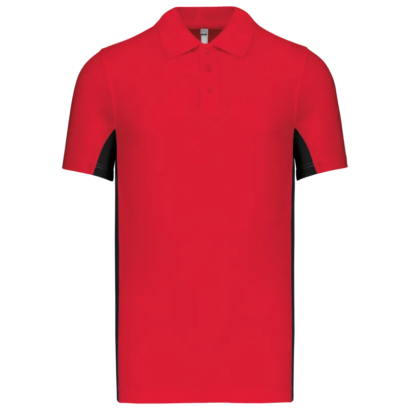 Tweekleurige piquépolo korte mouwen heren in Red / Black