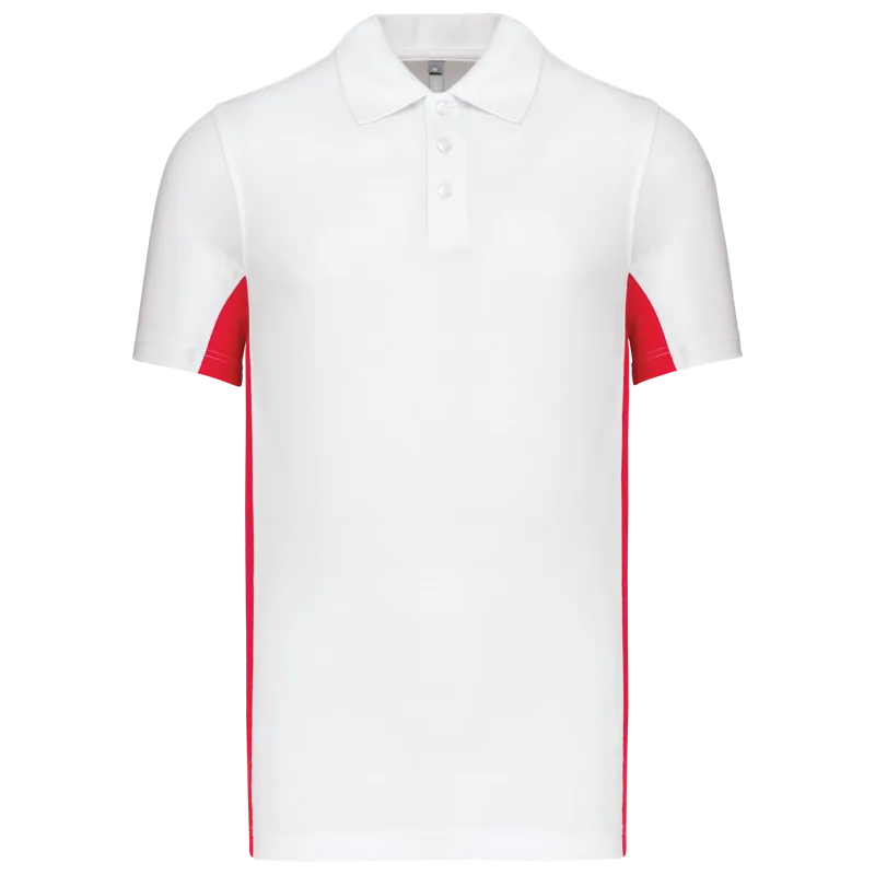 Tweekleurige piquépolo korte mouwen heren in White / Red