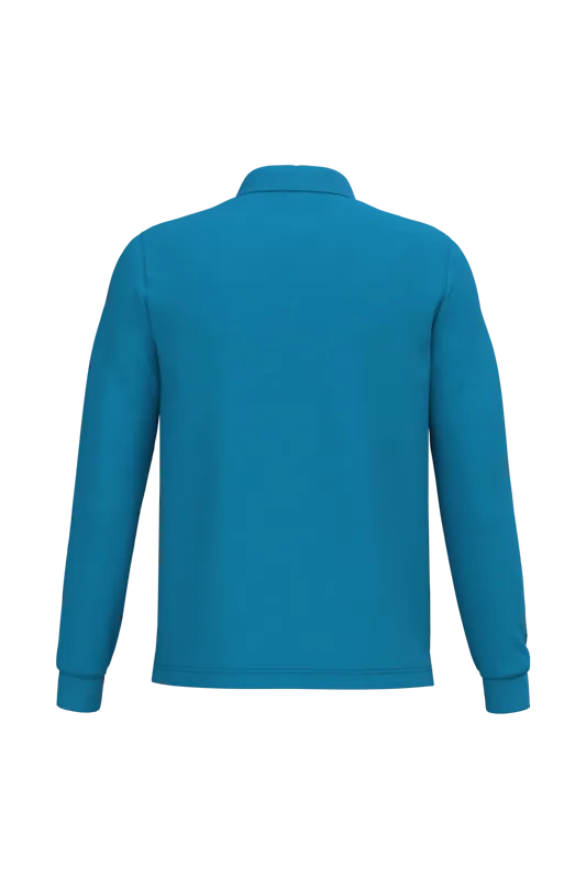 Polo lange mouwen in Tropical Blue, achterkant