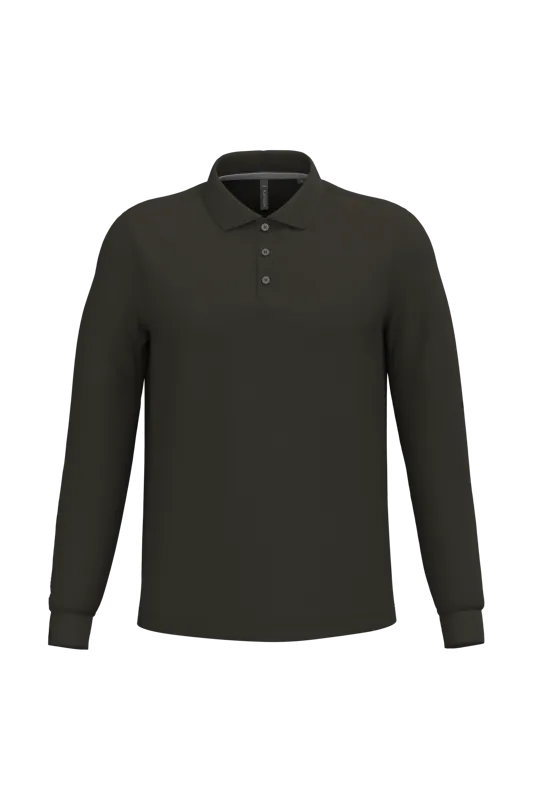 Polo lange mouwen in Dark Khaki