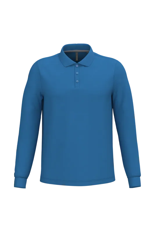 Polo lange mouwen in Light Royal Blue