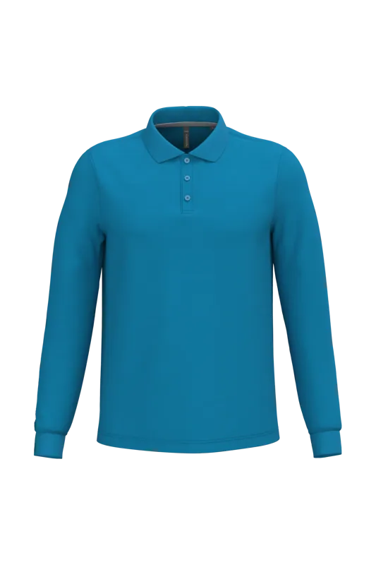 Polo lange mouwen in Tropical Blue