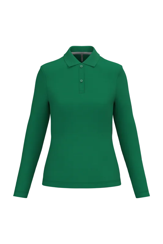 Damespolo lange mouwen in Kelly Green