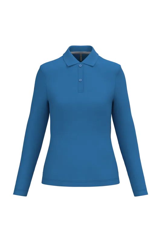 Damespolo lange mouwen in Light Royal Blue