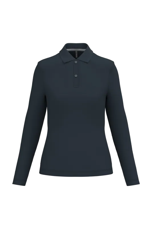 Damespolo lange mouwen in Navy