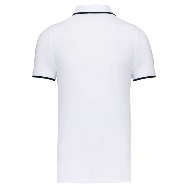 Polo korte mouwen in White / Navy / White, achterkant