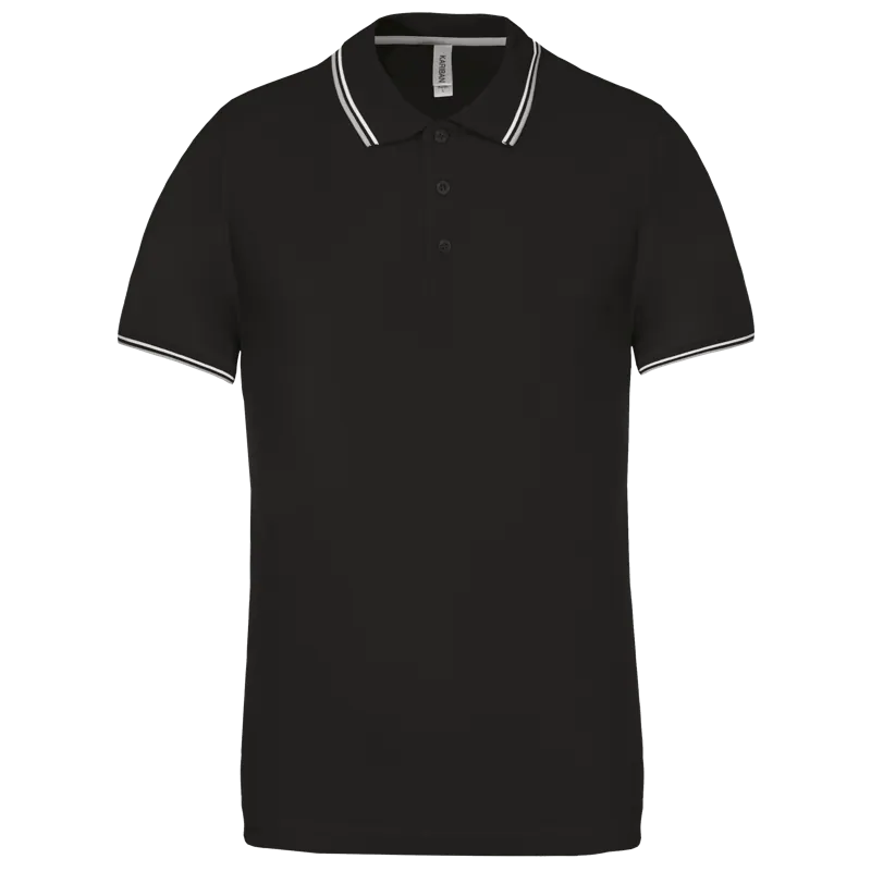 Polo korte mouwen in Black / Light Grey / White