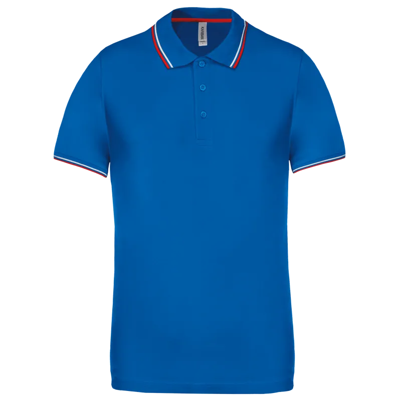 Polo korte mouwen in Light Royal Blue / Red / White