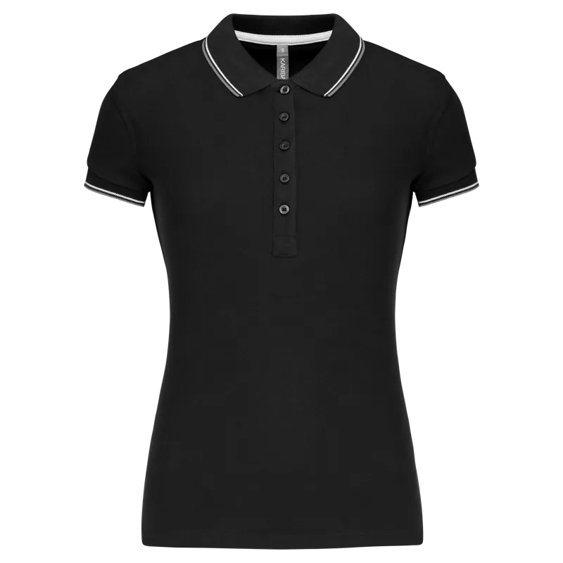 Damespolo korte mouwen in Black / Light Grey / White
