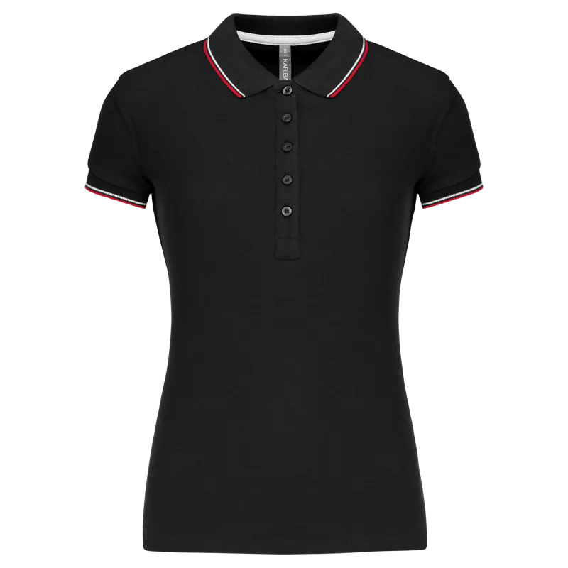 Damespolo korte mouwen in Black / Red / White