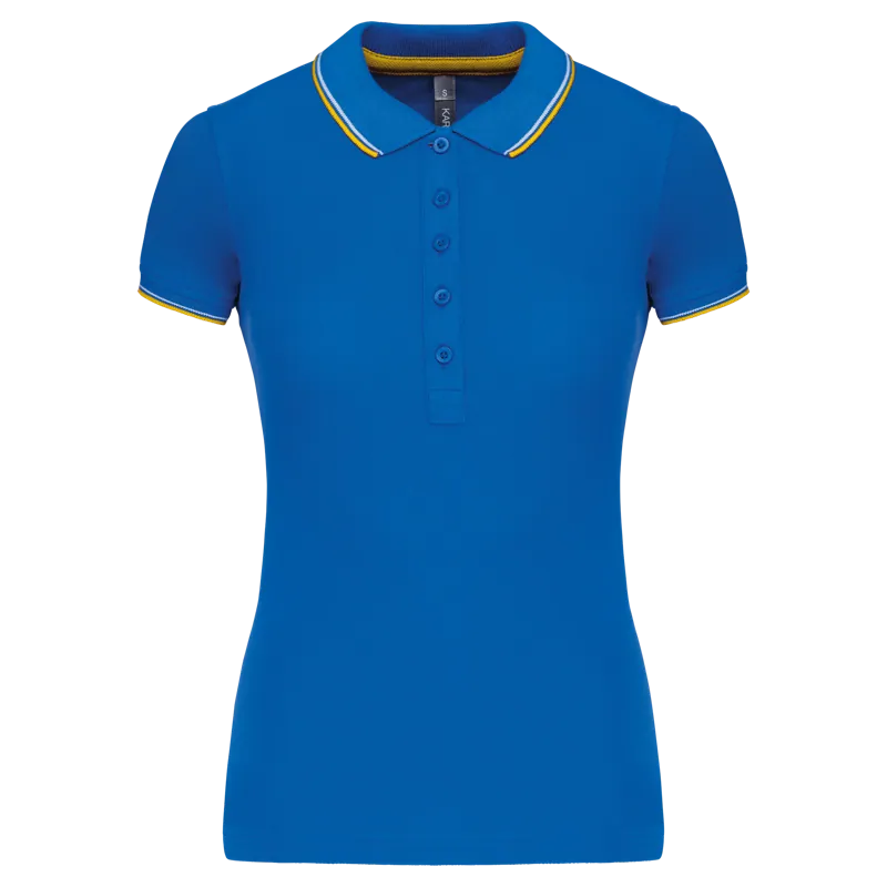 Damespolo korte mouwen in Light royal blue/Yellow/White