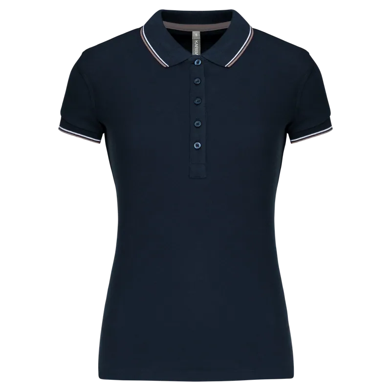 Damespolo korte mouwen in Navy / Light Grey / White