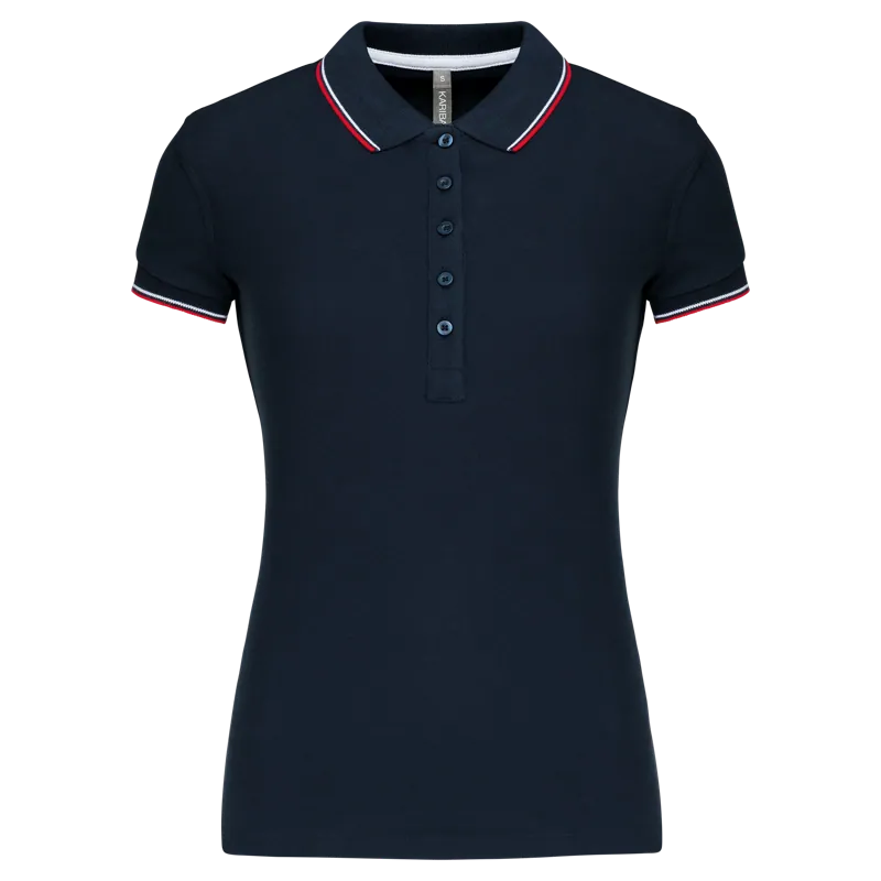Damespolo korte mouwen in Navy / Red / White