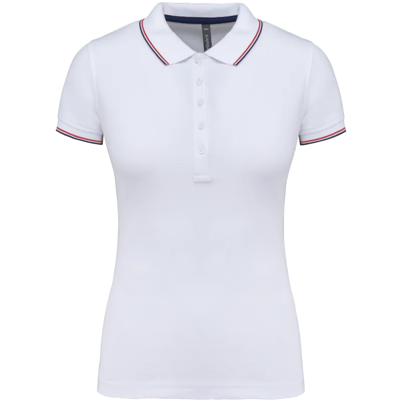 Damespolo korte mouwen in White / Navy / Red
