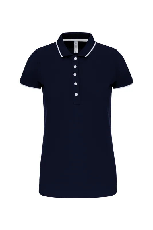Damespolo korte mouwen in Navy / White / Red