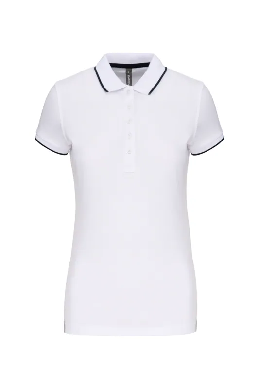 Damespolo korte mouwen in White / Navy / White