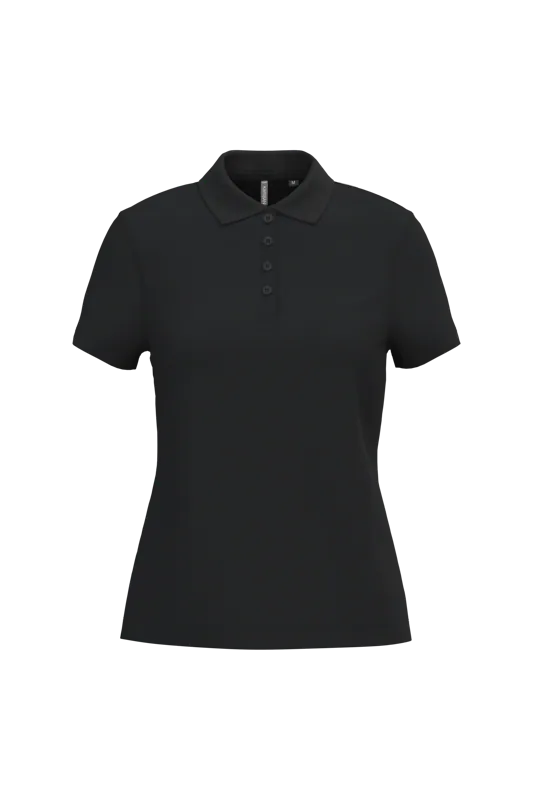 Piqué-damespolo korte mouwen in Black