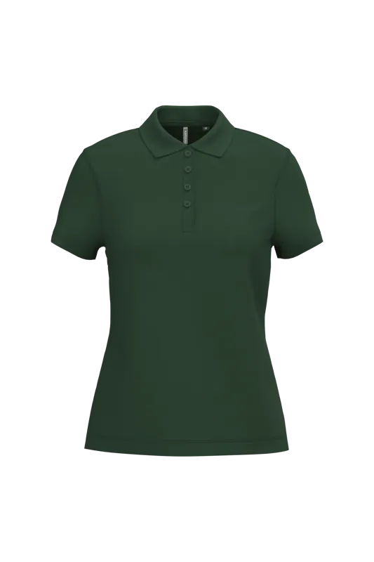Piqué-damespolo korte mouwen in Forest Green
