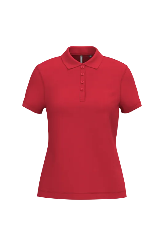 Piqué-damespolo korte mouwen in Red