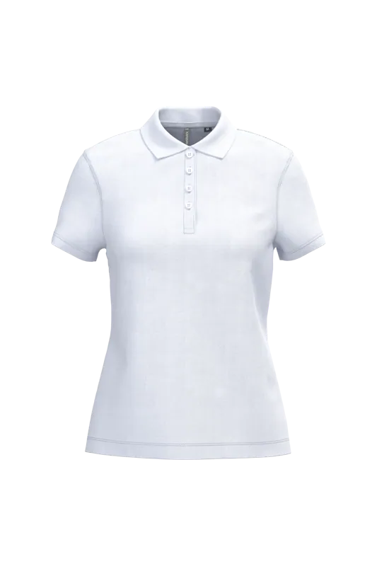 Piqué-damespolo korte mouwen in White