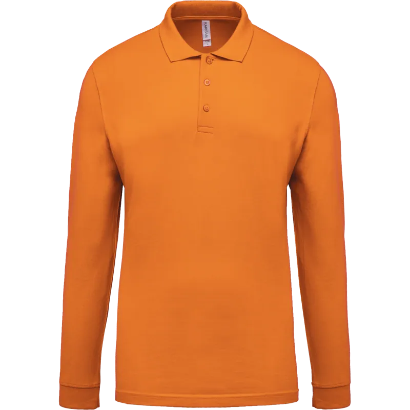 Piqué-herenpolo lange mouwen in Orange