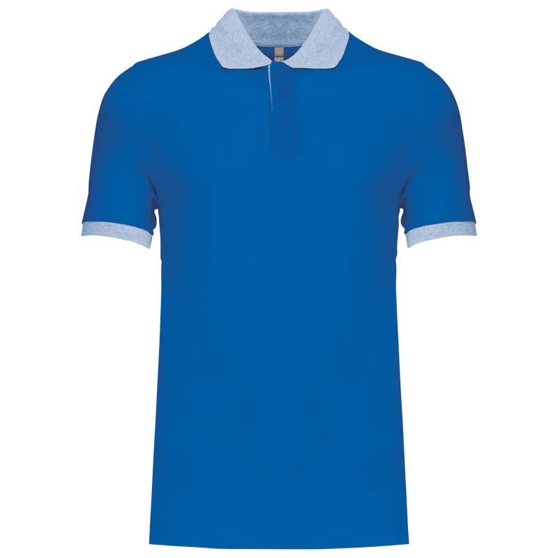 Piqué-herenpolo tweekleurig in Light Royal Blue / Oxford Grey