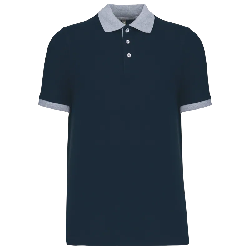 Piqué-herenpolo tweekleurig in Navy / Oxford Grey