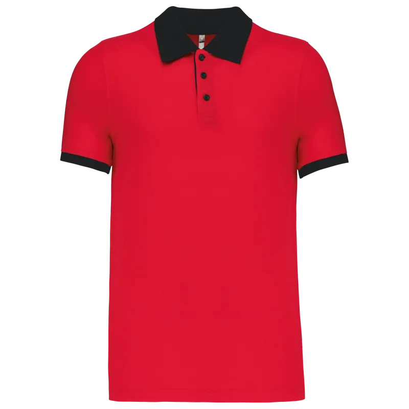 Piqué-herenpolo tweekleurig in Red / Black