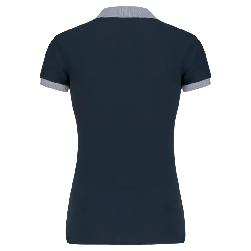 Piqué-damespolo tweekleurig in Navy / Oxford Grey, achterkant