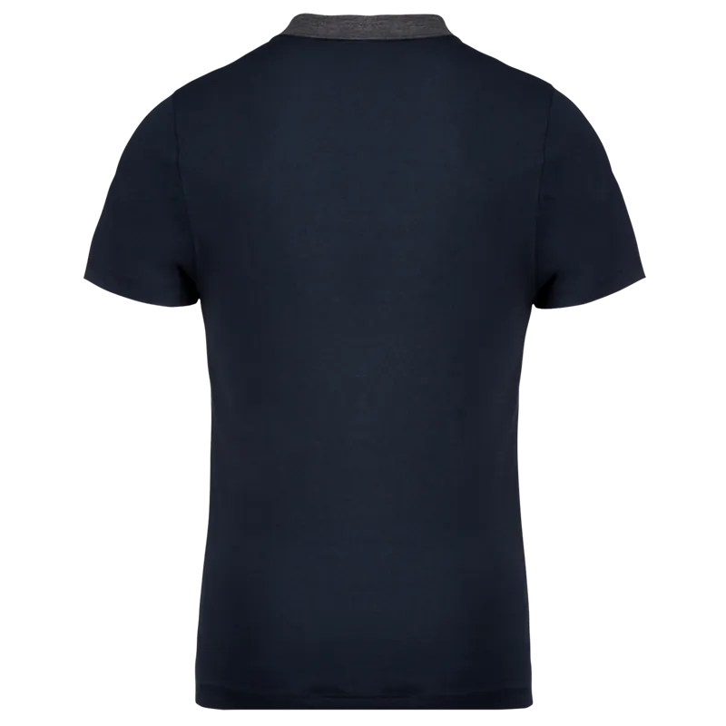 Tweekleurige herenpolo jersey in Navy / Dark Grey Heather, achterkant