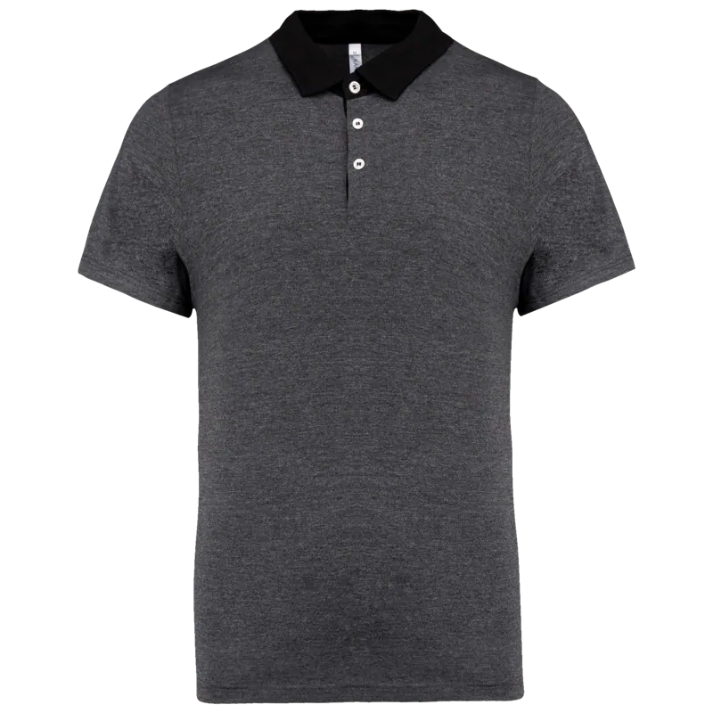 Tweekleurige herenpolo jersey in Dark Grey Heather / Black
